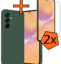 Nomfy Nomfy Samsung Galaxy A36 Hoesje Siliconen Met 2x Screenprotector - Donkergroen