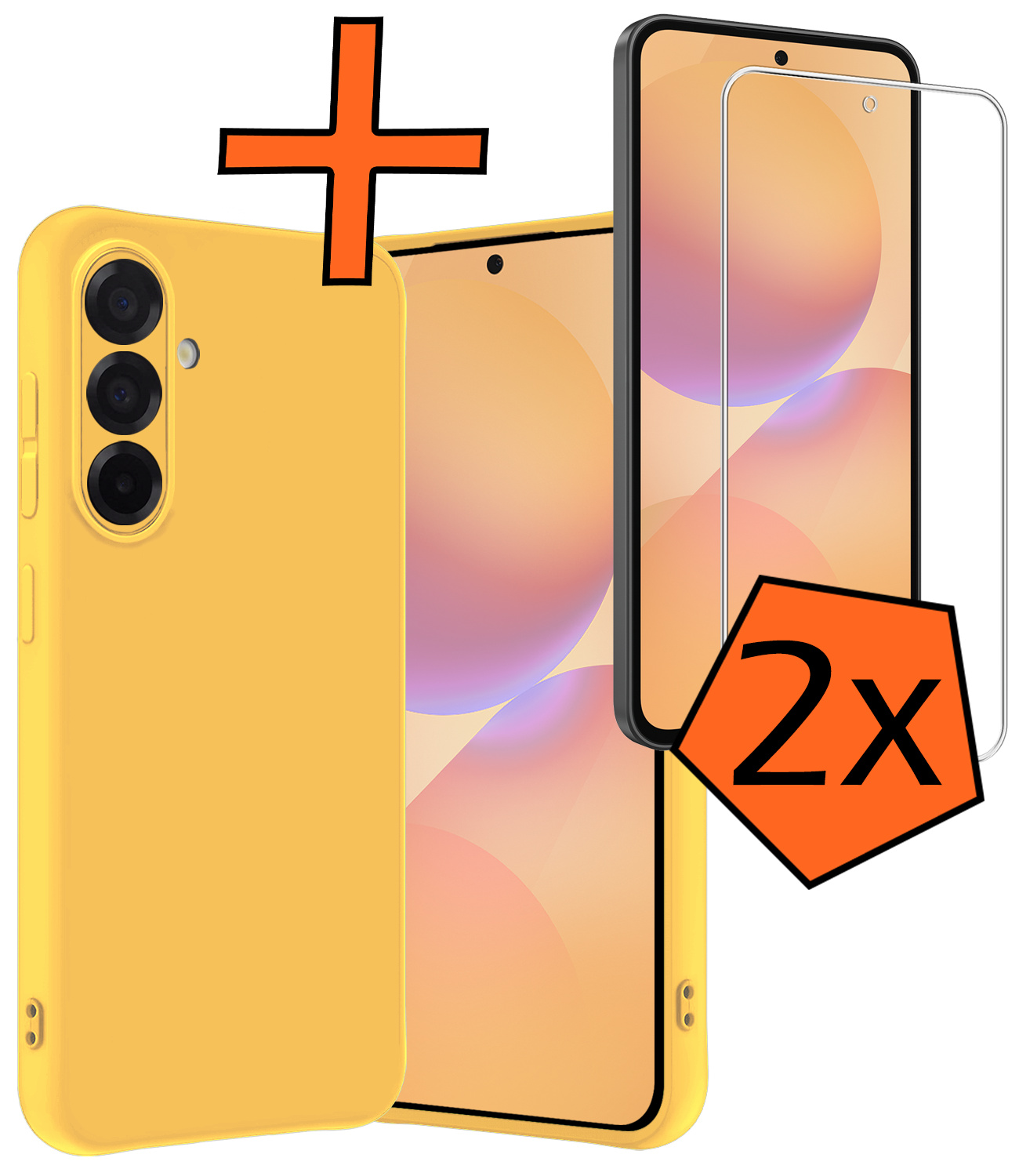 Nomfy Nomfy Samsung Galaxy A36 Hoesje Siliconen Met 2x Screenprotector - Geel