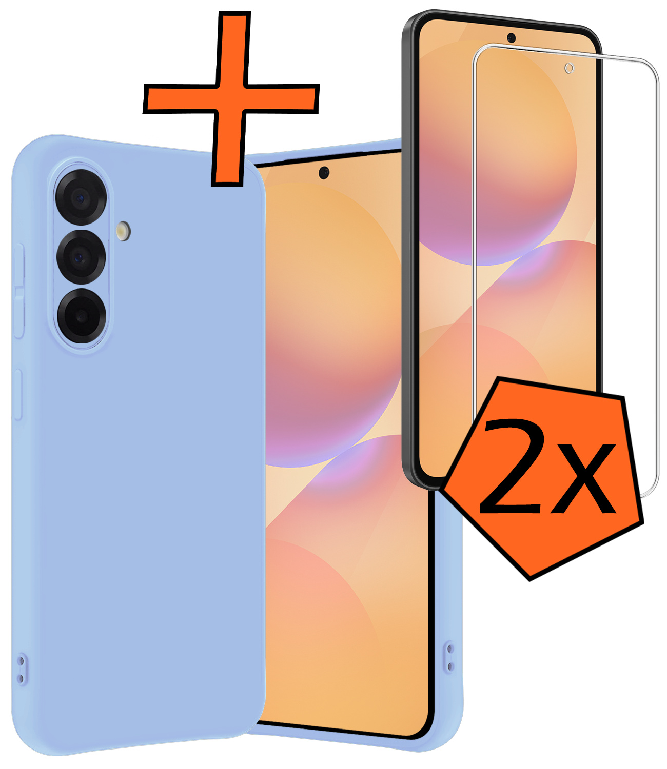 Nomfy Nomfy Samsung Galaxy A36 Hoesje Siliconen Met 2x Screenprotector - Lichtblauw