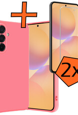 Nomfy Nomfy Samsung Galaxy A36 Hoesje Siliconen Met 2x Screenprotector - Lichtroze