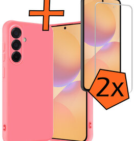 Nomfy Nomfy Samsung Galaxy A36 Hoesje Siliconen Met 2x Screenprotector - Lichtroze