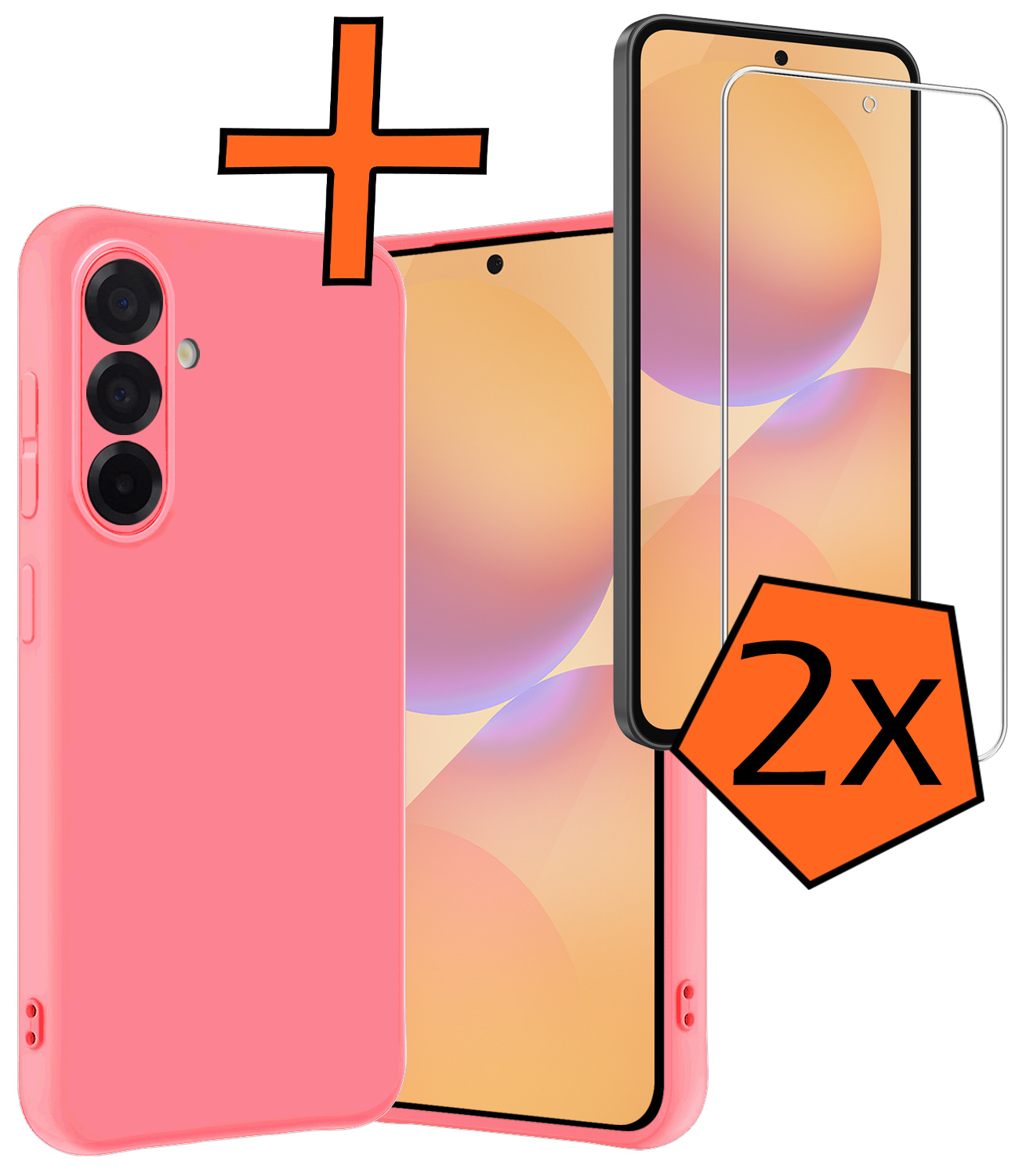 Nomfy Nomfy Samsung Galaxy A36 Hoesje Siliconen Met 2x Screenprotector - Lichtroze