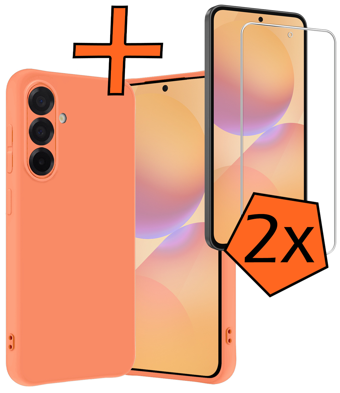 Nomfy Nomfy Samsung Galaxy A36 Hoesje Siliconen Met 2x Screenprotector - Perzik