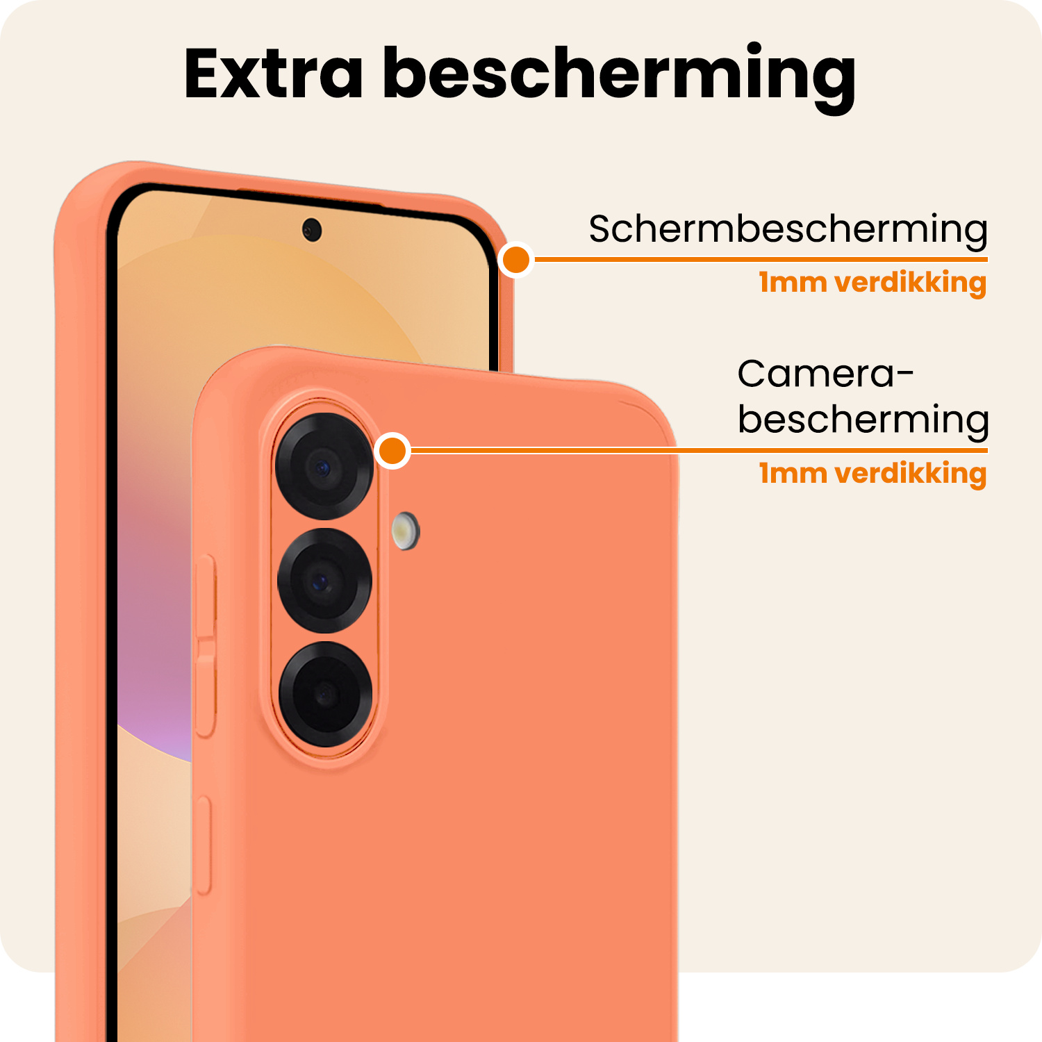 Nomfy Nomfy Samsung Galaxy A36 Hoesje Siliconen Met 2x Screenprotector - Perzik