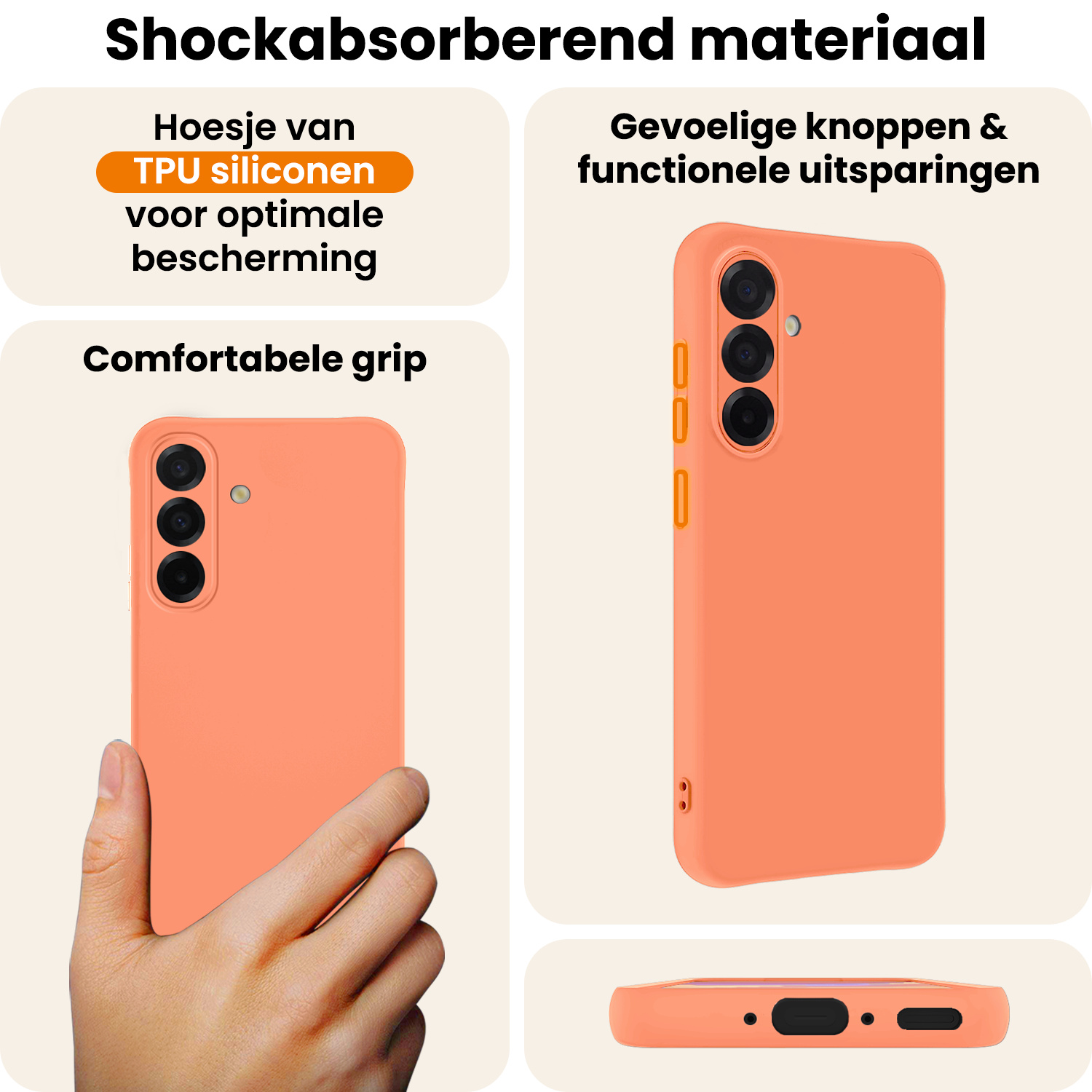 Nomfy Nomfy Samsung Galaxy A36 Hoesje Siliconen Met 2x Screenprotector - Perzik