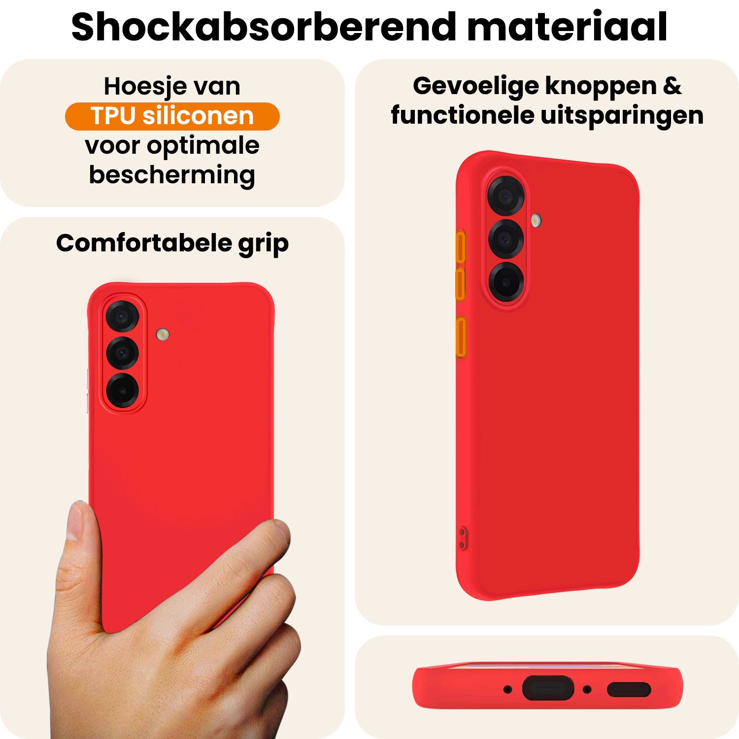 Nomfy Nomfy Samsung Galaxy A36 Hoesje Siliconen Met 2x Screenprotector - Rood