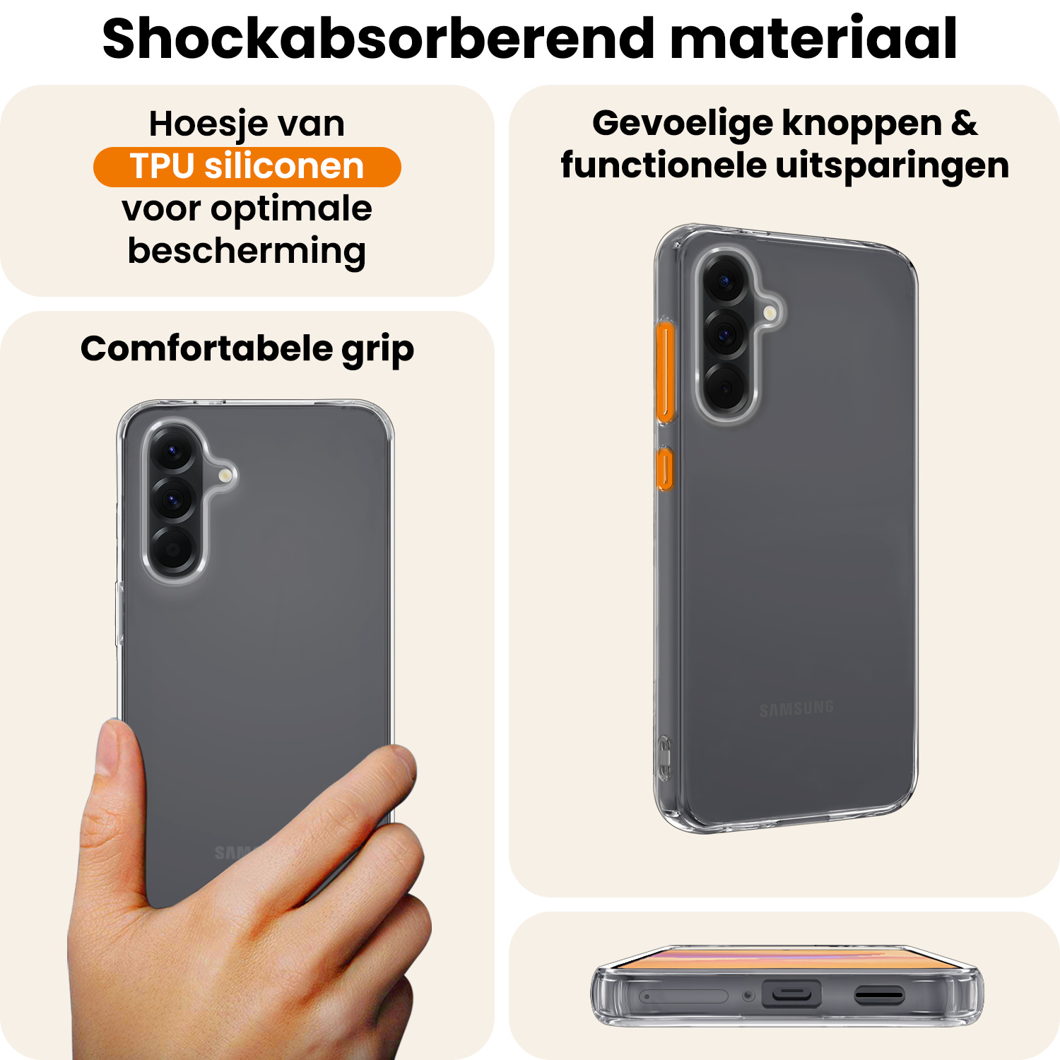 Nomfy Nomfy Samsung Galaxy A36 Hoesje Siliconen Met 2x Screenprotector - Transparant