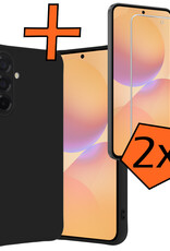 Nomfy Nomfy Samsung Galaxy A36 Hoesje Siliconen Met 2x Screenprotector - Zwart