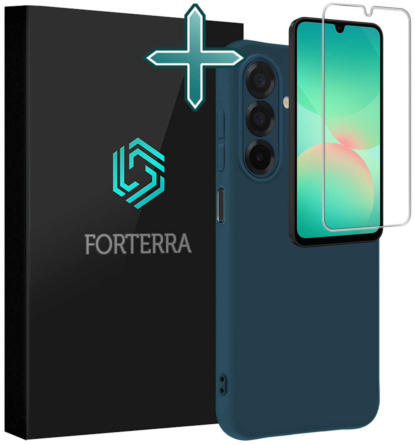 Forterra Forterra Samsung Galaxy A26 Hoesje Siliconen Met Screenprotector - Donkerblauw