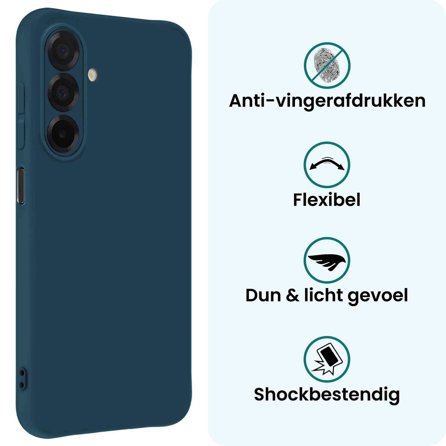 Forterra Forterra Samsung Galaxy A26 Hoesje Siliconen Met Screenprotector - Donkerblauw