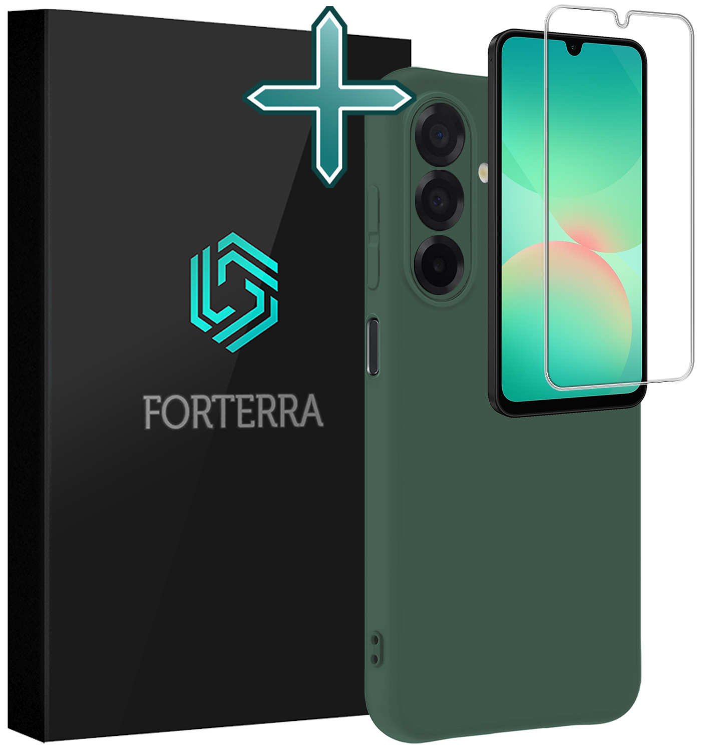 Forterra Forterra Samsung Galaxy A26 Hoesje Siliconen Met Screenprotector - Donkergroen