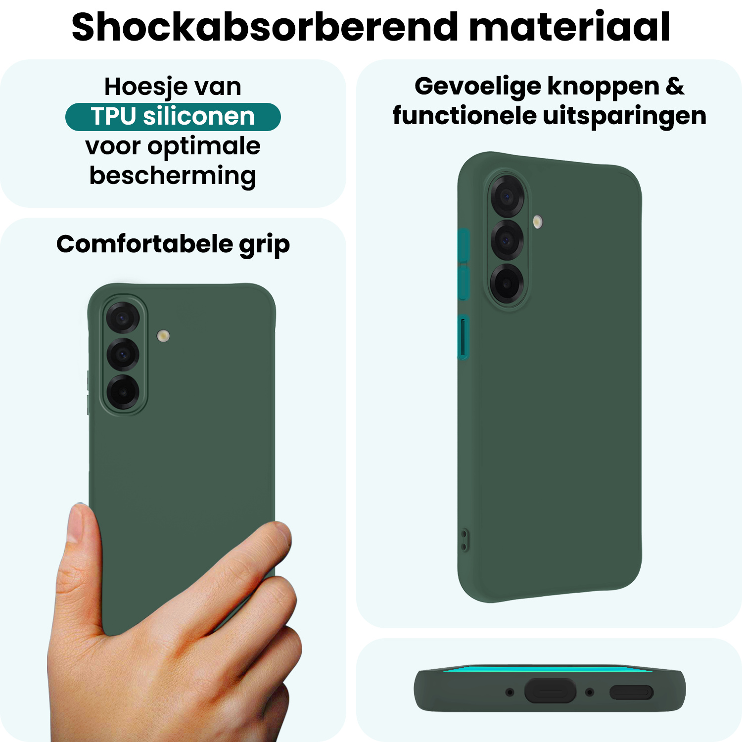 Forterra Forterra Samsung Galaxy A26 Hoesje Siliconen Met Screenprotector - Donkergroen