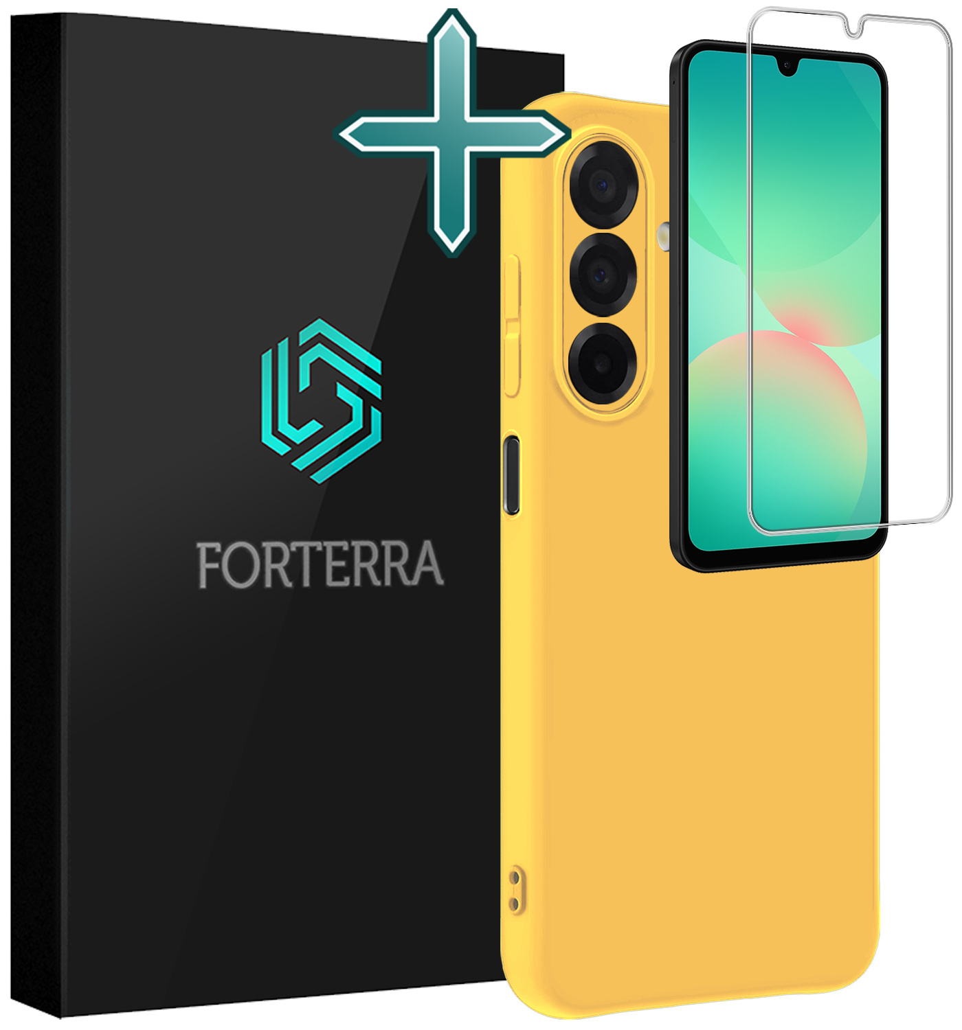 Forterra Forterra Samsung Galaxy A26 Hoesje Siliconen Met Screenprotector - Geel