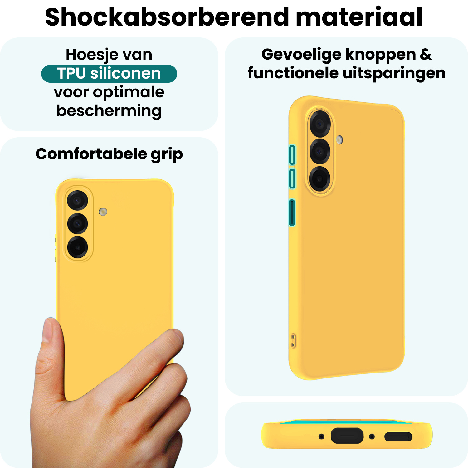 Forterra Forterra Samsung Galaxy A26 Hoesje Siliconen Met Screenprotector - Geel