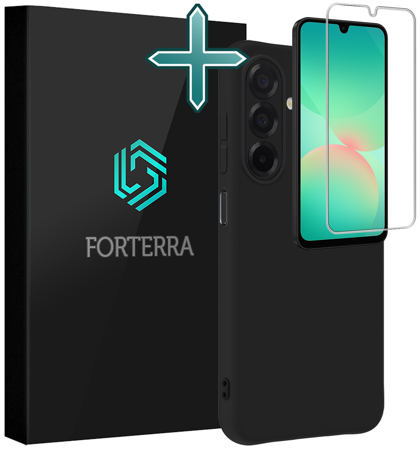 Forterra Forterra Samsung Galaxy A26 Hoesje Siliconen Met Screenprotector - Zwart