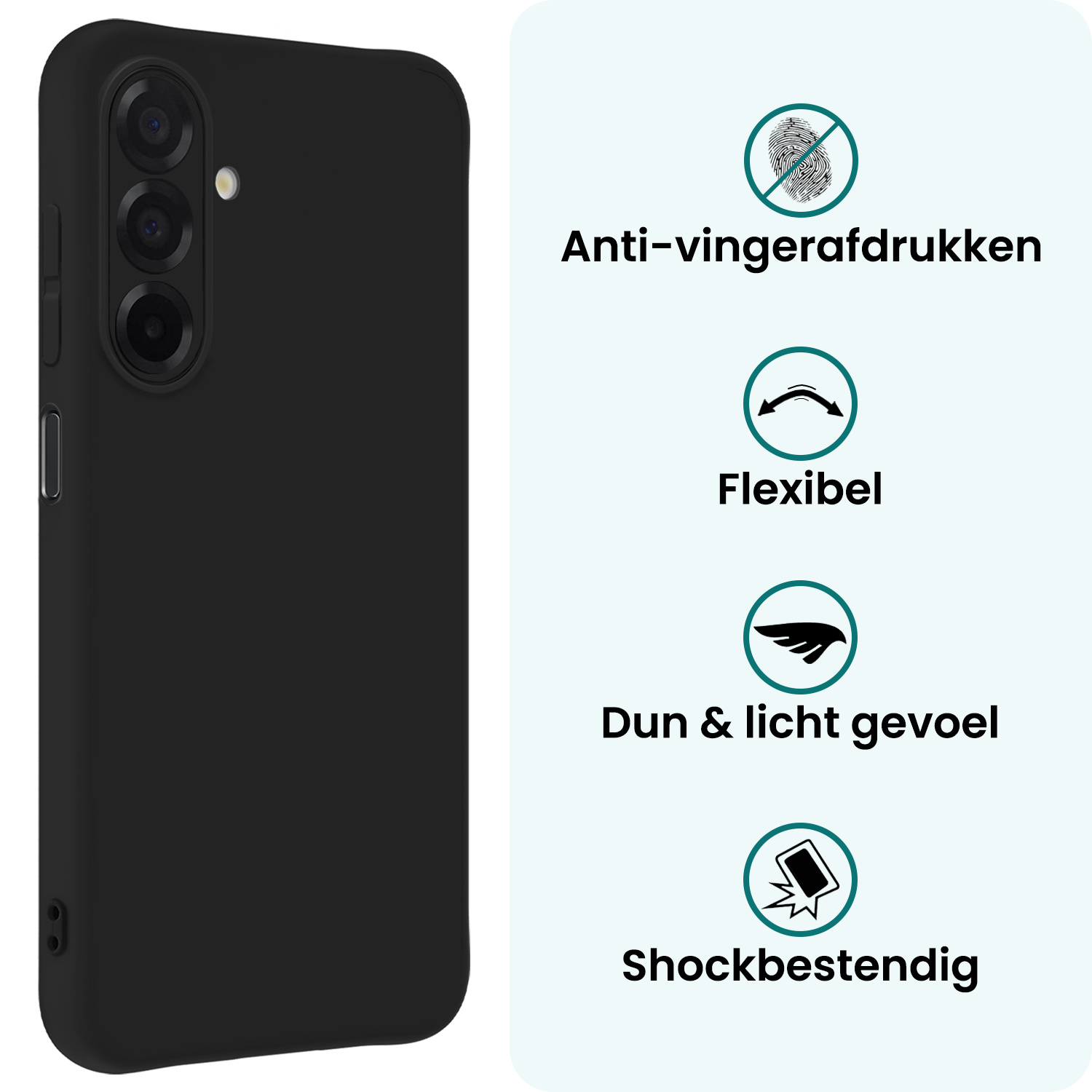 Forterra Forterra Samsung Galaxy A26 Hoesje Siliconen Met Screenprotector - Zwart