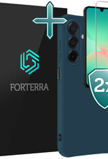 Forterra Forterra Samsung Galaxy A26 Hoesje Siliconen Met 2x Screenprotector - Donkerblauw