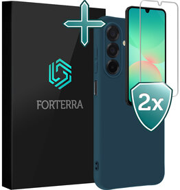 Forterra Forterra Samsung Galaxy A26 Hoesje Siliconen Met 2x Screenprotector - Donkerblauw