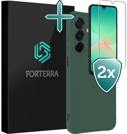 Forterra Forterra Samsung Galaxy A26 Hoesje Siliconen Met 2x Screenprotector - Donkergroen