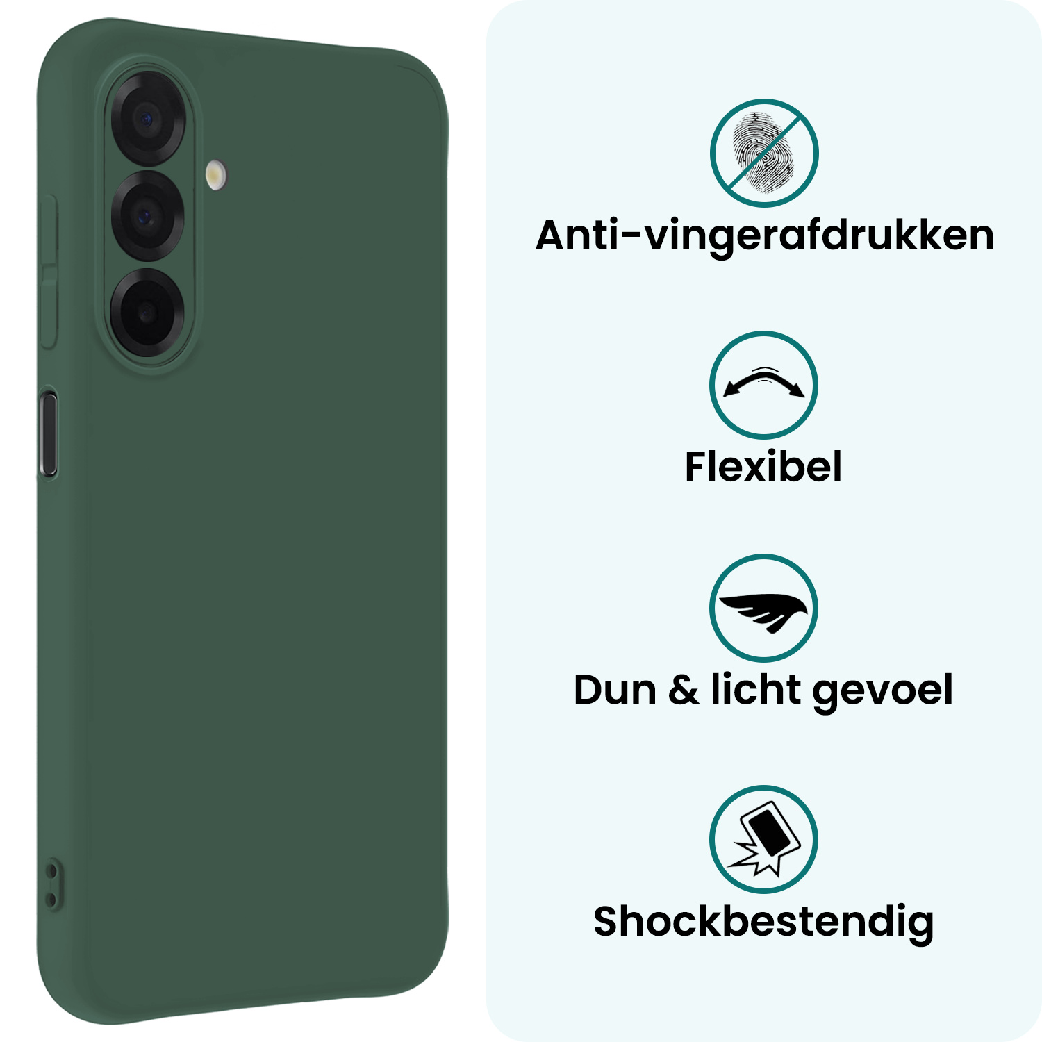 Forterra Forterra Samsung Galaxy A26 Hoesje Siliconen Met 2x Screenprotector - Donkergroen