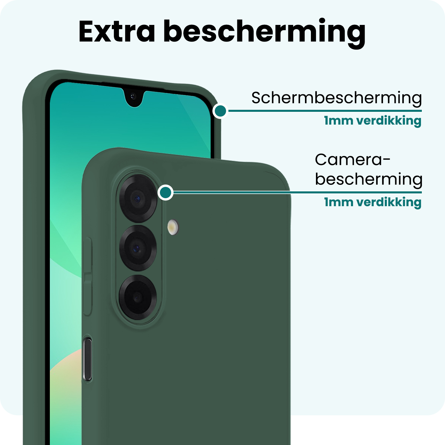 Forterra Forterra Samsung Galaxy A26 Hoesje Siliconen Met 2x Screenprotector - Donkergroen