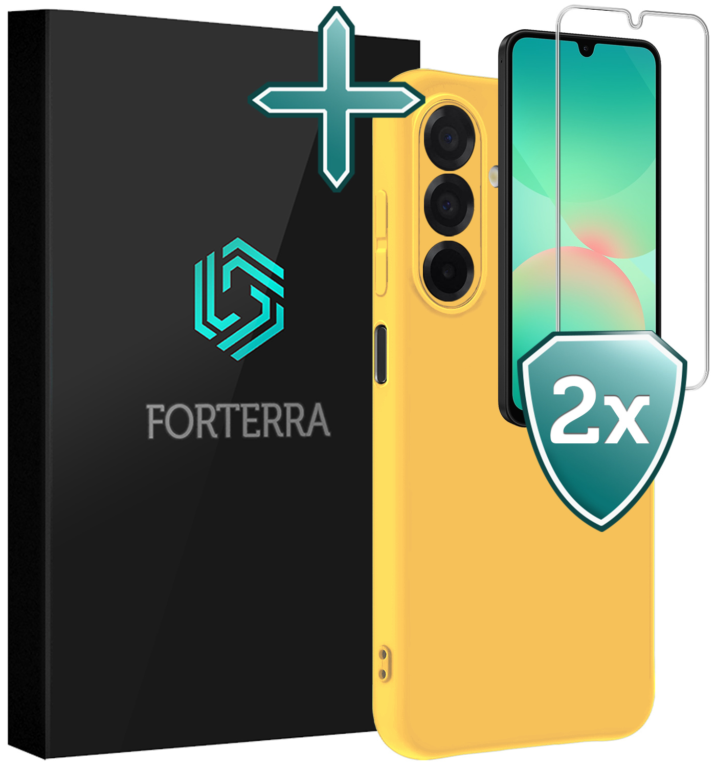 Forterra Forterra Samsung Galaxy A26 Hoesje Siliconen Met 2x Screenprotector - Geel