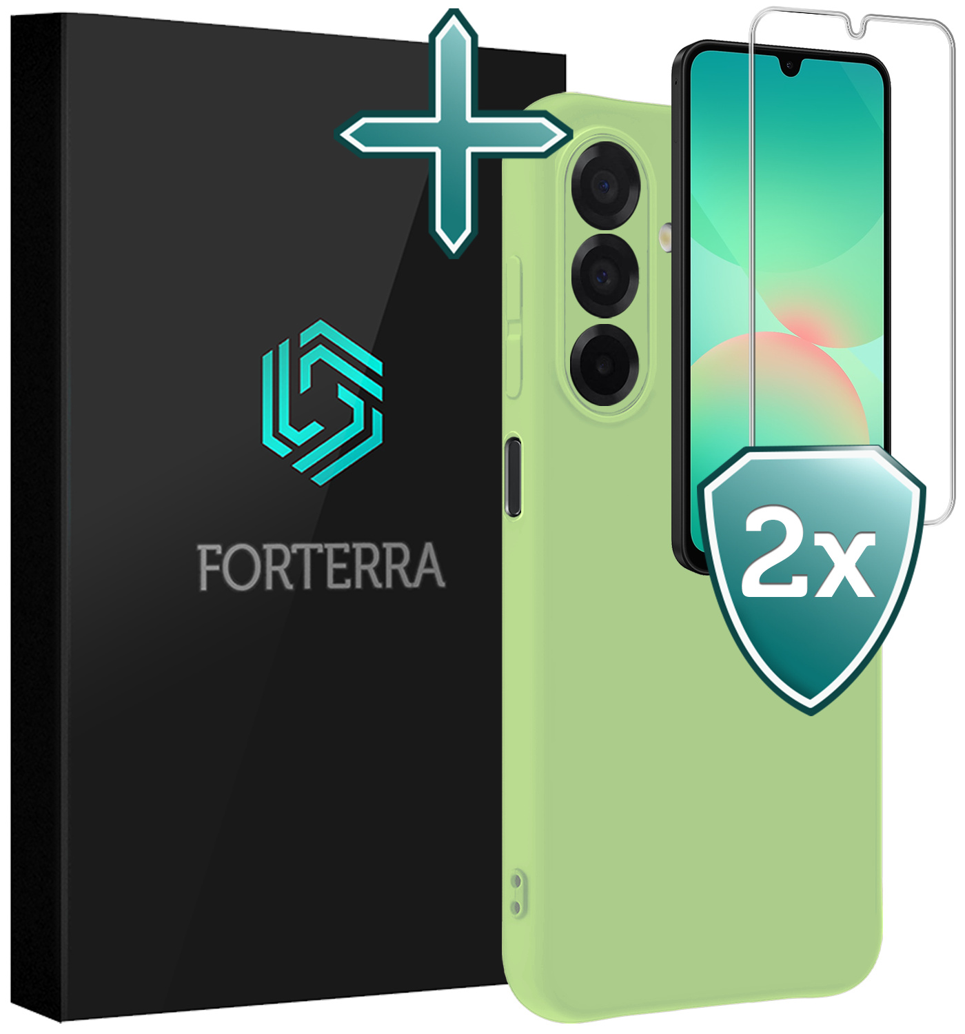Forterra Forterra Samsung Galaxy A26 Hoesje Siliconen Met 2x Screenprotector - Groen