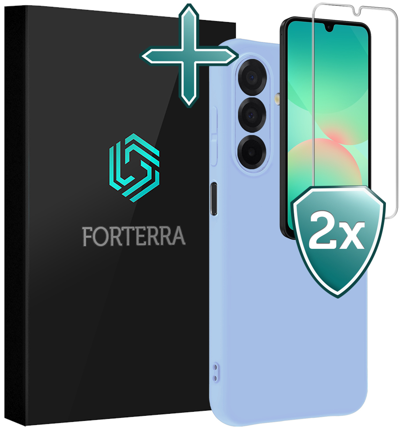 Forterra Forterra Samsung Galaxy A26 Hoesje Siliconen Met 2x Screenprotector - Lichtblauw