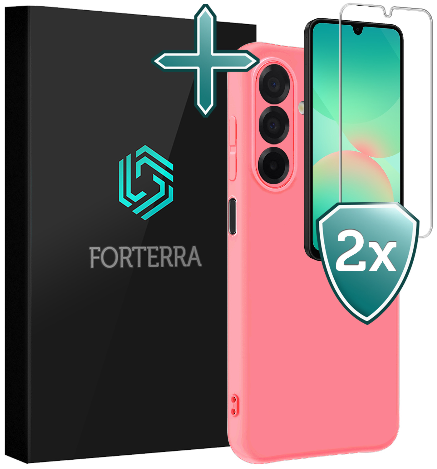 Forterra Forterra Samsung Galaxy A26 Hoesje Siliconen Met 2x Screenprotector - Lichtroze