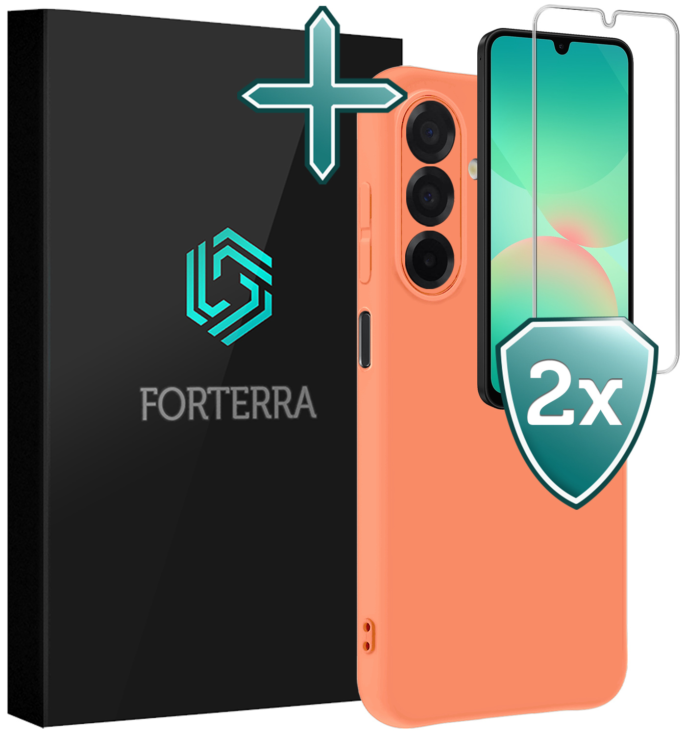 Forterra Forterra Samsung Galaxy A26 Hoesje Siliconen Met 2x Screenprotector - Perzik