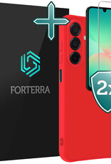 Forterra Forterra Samsung Galaxy A26 Hoesje Siliconen Met 2x Screenprotector - Rood
