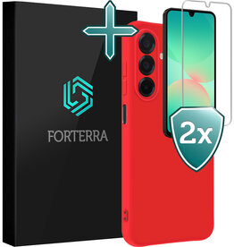Forterra Forterra Samsung Galaxy A26 Hoesje Siliconen Met 2x Screenprotector - Rood