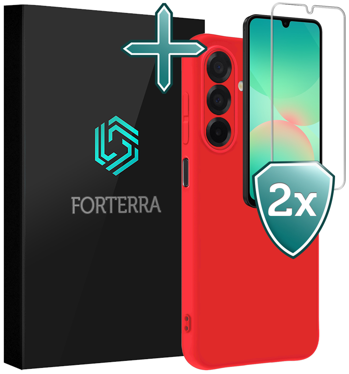 Forterra Forterra Samsung Galaxy A26 Hoesje Siliconen Met 2x Screenprotector - Rood