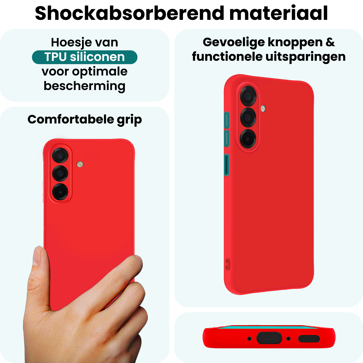 Forterra Forterra Samsung Galaxy A26 Hoesje Siliconen Met 2x Screenprotector - Rood