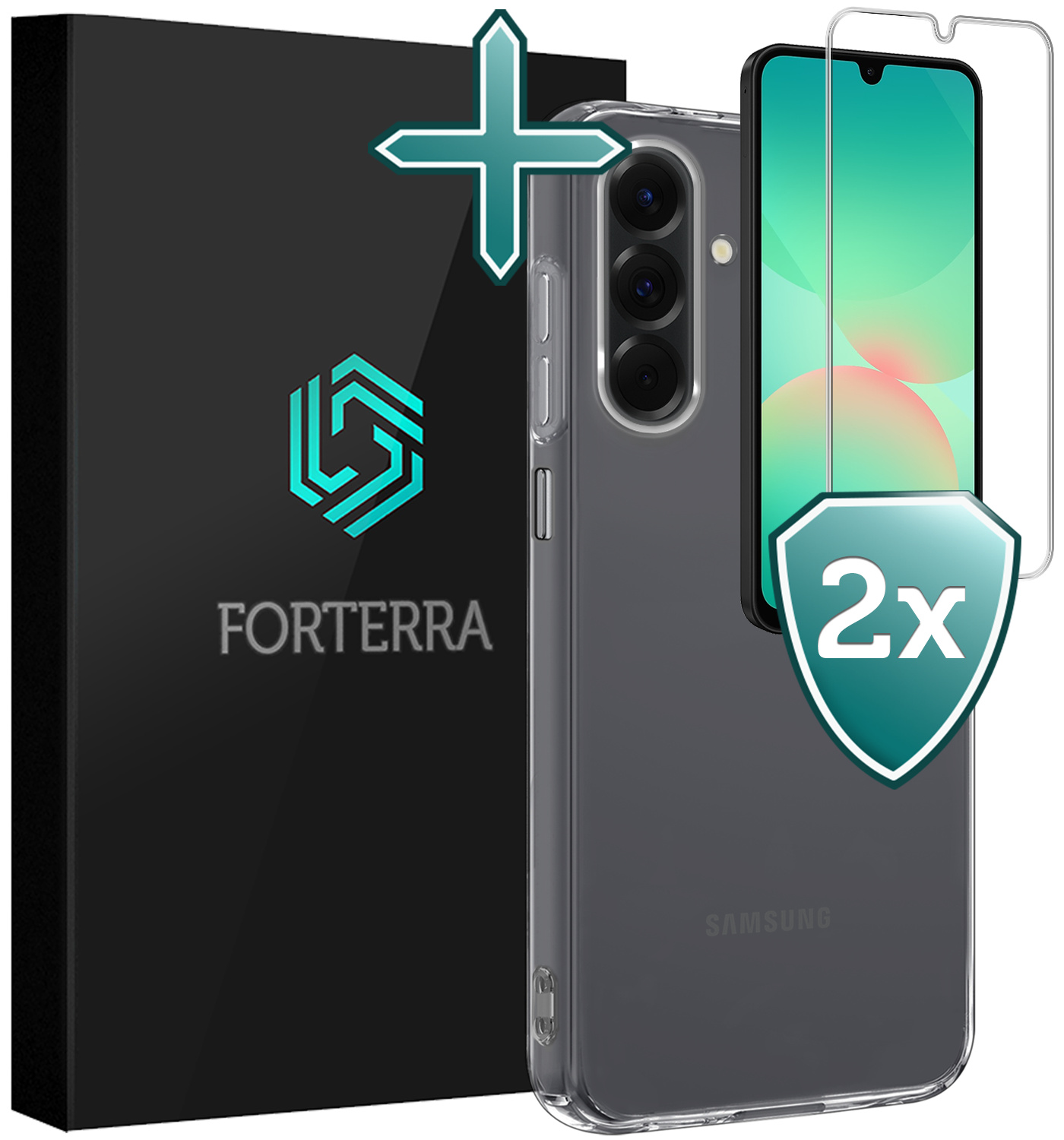 Forterra Forterra Samsung Galaxy A26 Hoesje Siliconen Met 2x Screenprotector - Transparant