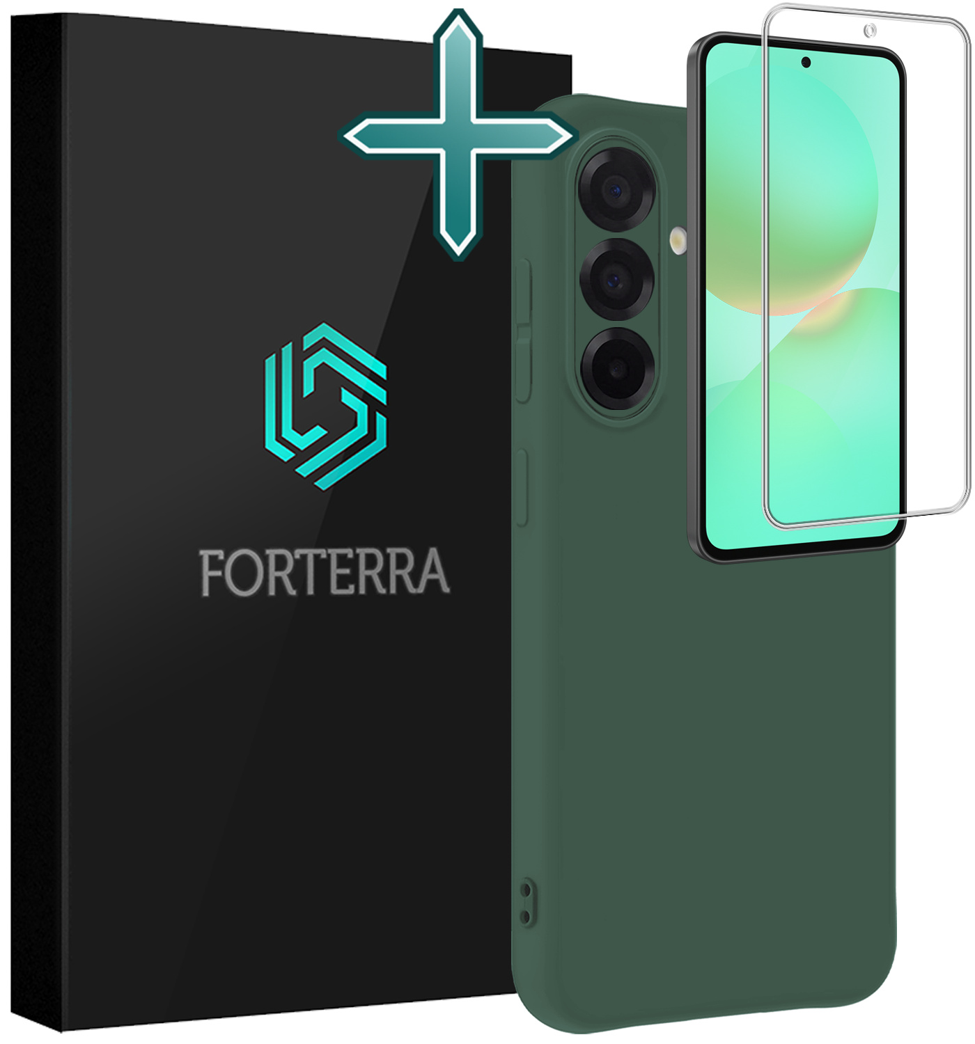 Forterra Forterra Samsung Galaxy A36 Hoesje Siliconen Met Screenprotector - Donkergroen