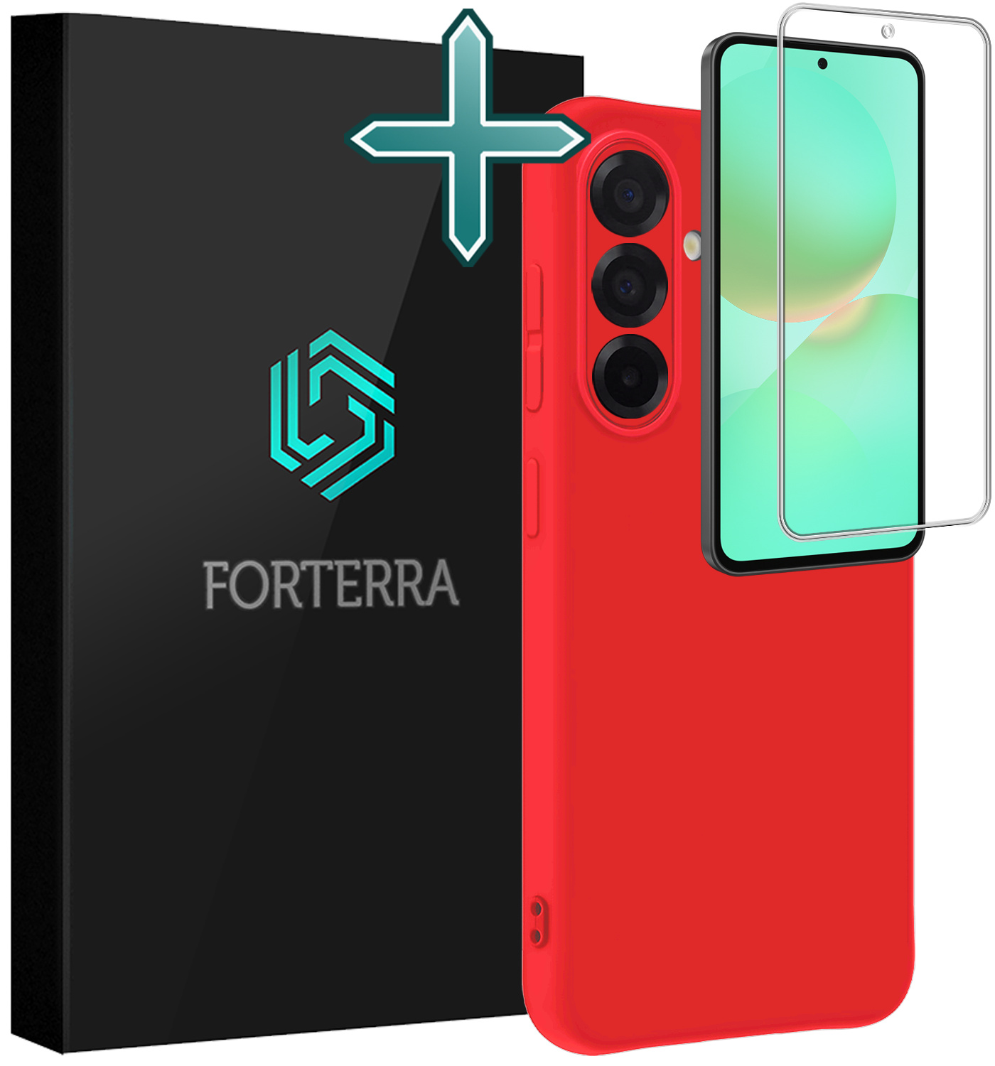 Forterra Forterra Samsung Galaxy A36 Hoesje Siliconen Met Screenprotector - Rood