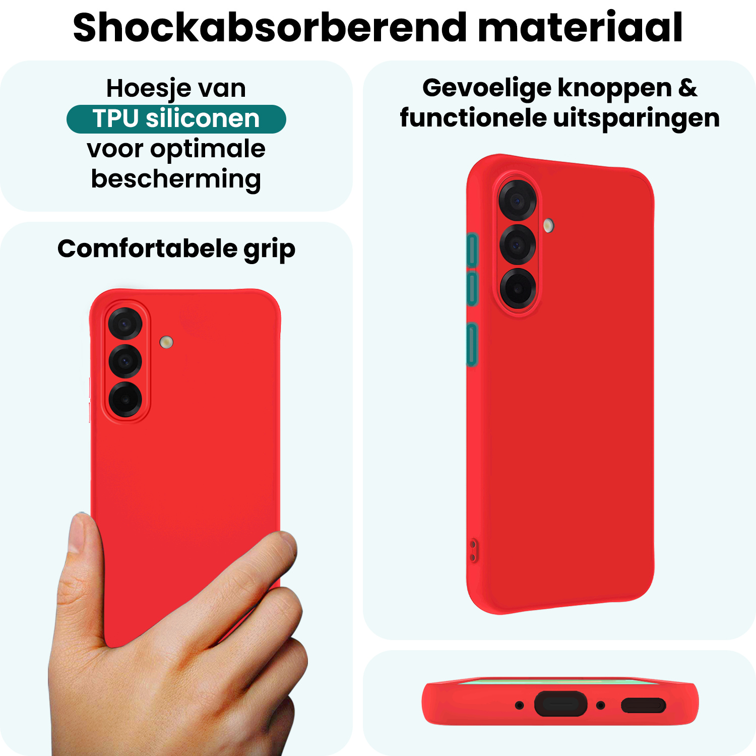 Forterra Forterra Samsung Galaxy A36 Hoesje Siliconen Met Screenprotector - Rood