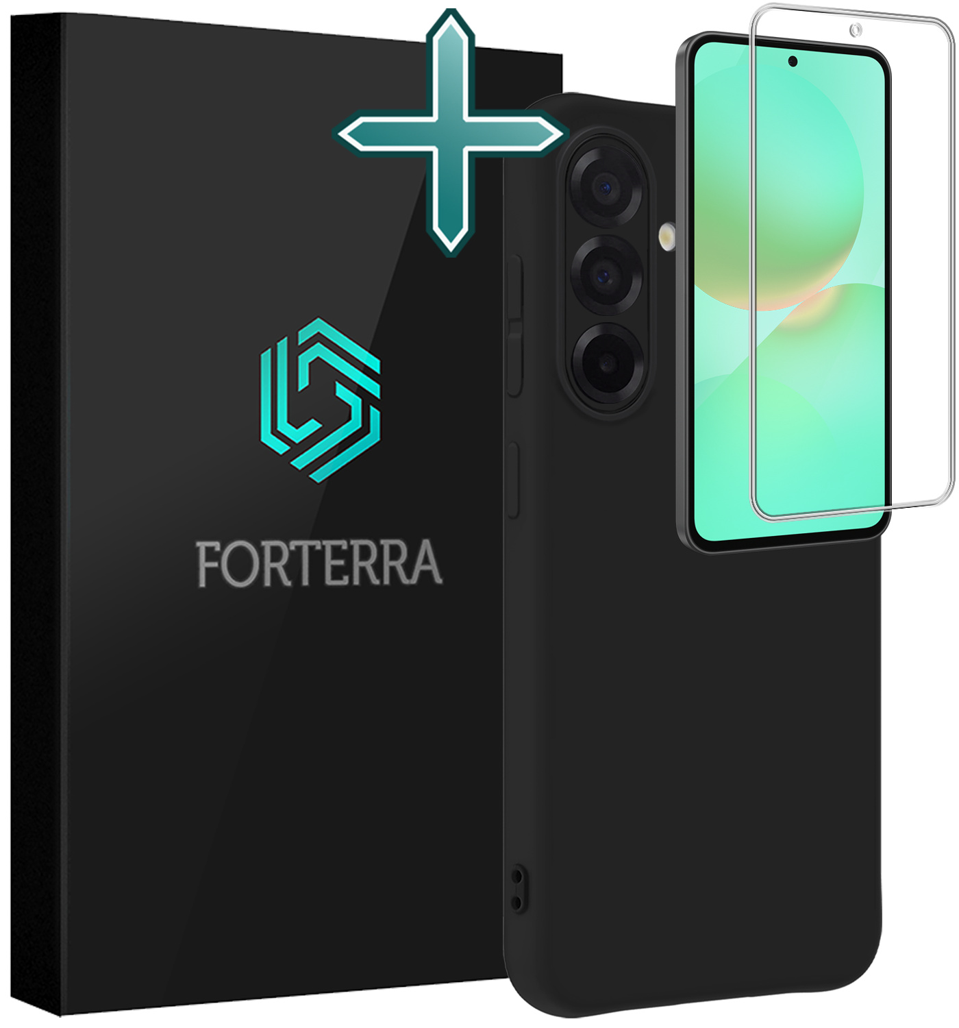 Forterra Forterra Samsung Galaxy A36 Hoesje Siliconen Met Screenprotector - Zwart