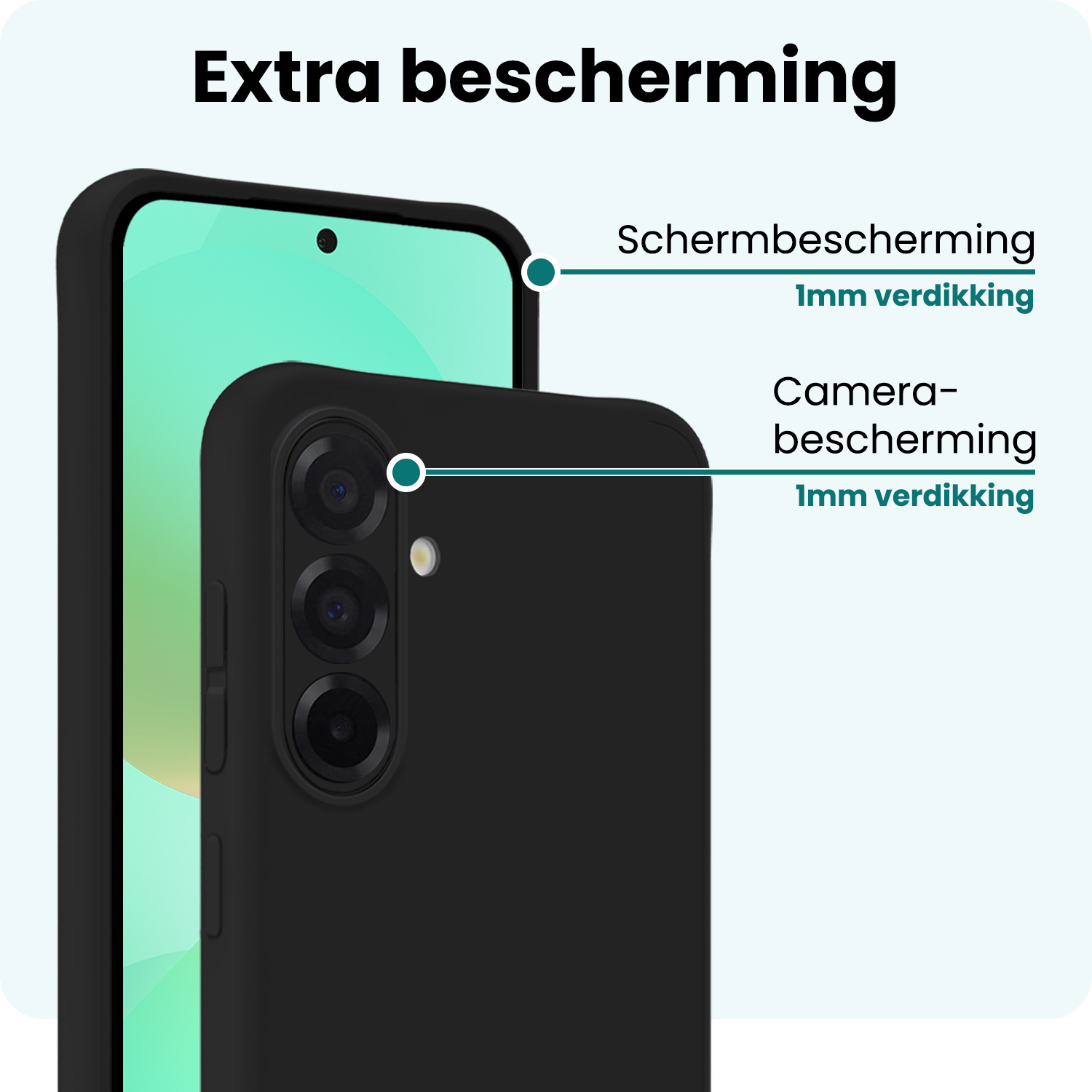 Forterra Forterra Samsung Galaxy A36 Hoesje Siliconen Met Screenprotector - Zwart