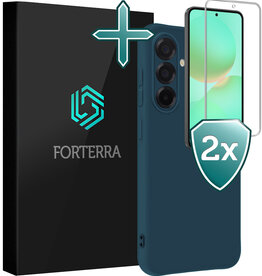 Forterra Forterra Samsung Galaxy A36 Hoesje Siliconen Met 2x Screenprotector - Donkerblauw