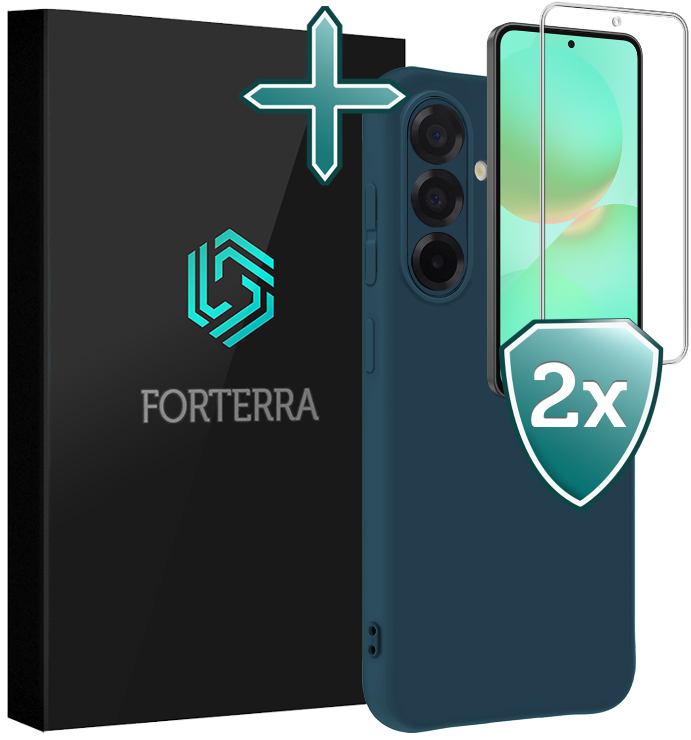 Forterra Forterra Samsung Galaxy A36 Hoesje Siliconen Met 2x Screenprotector - Donkerblauw