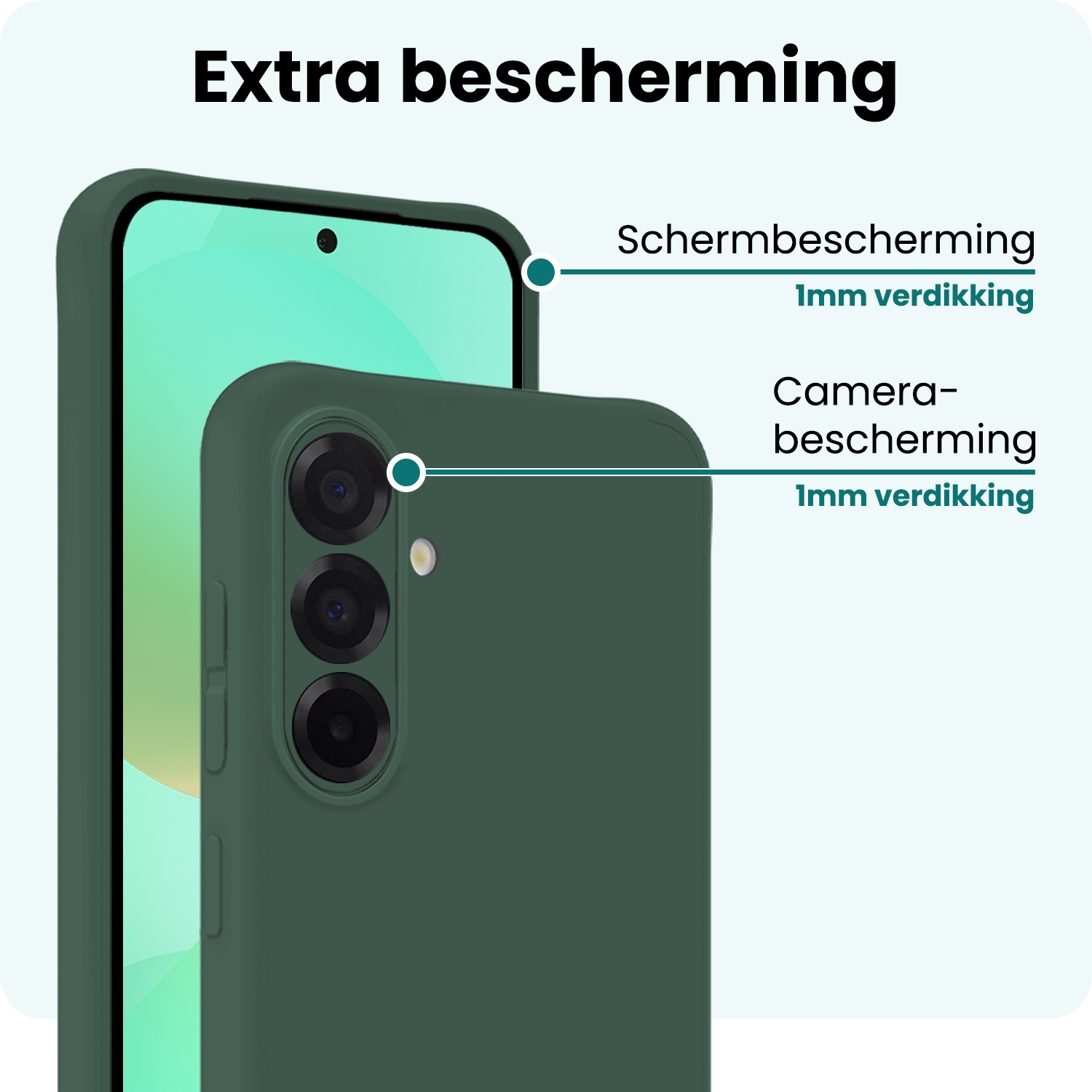 Forterra Forterra Samsung Galaxy A36 Hoesje Siliconen Met 2x Screenprotector - Donkergroen