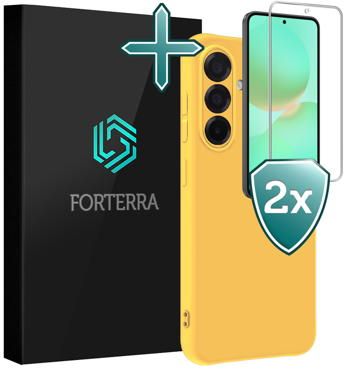 Forterra Forterra Samsung Galaxy A36 Hoesje Siliconen Met 2x Screenprotector - Geel