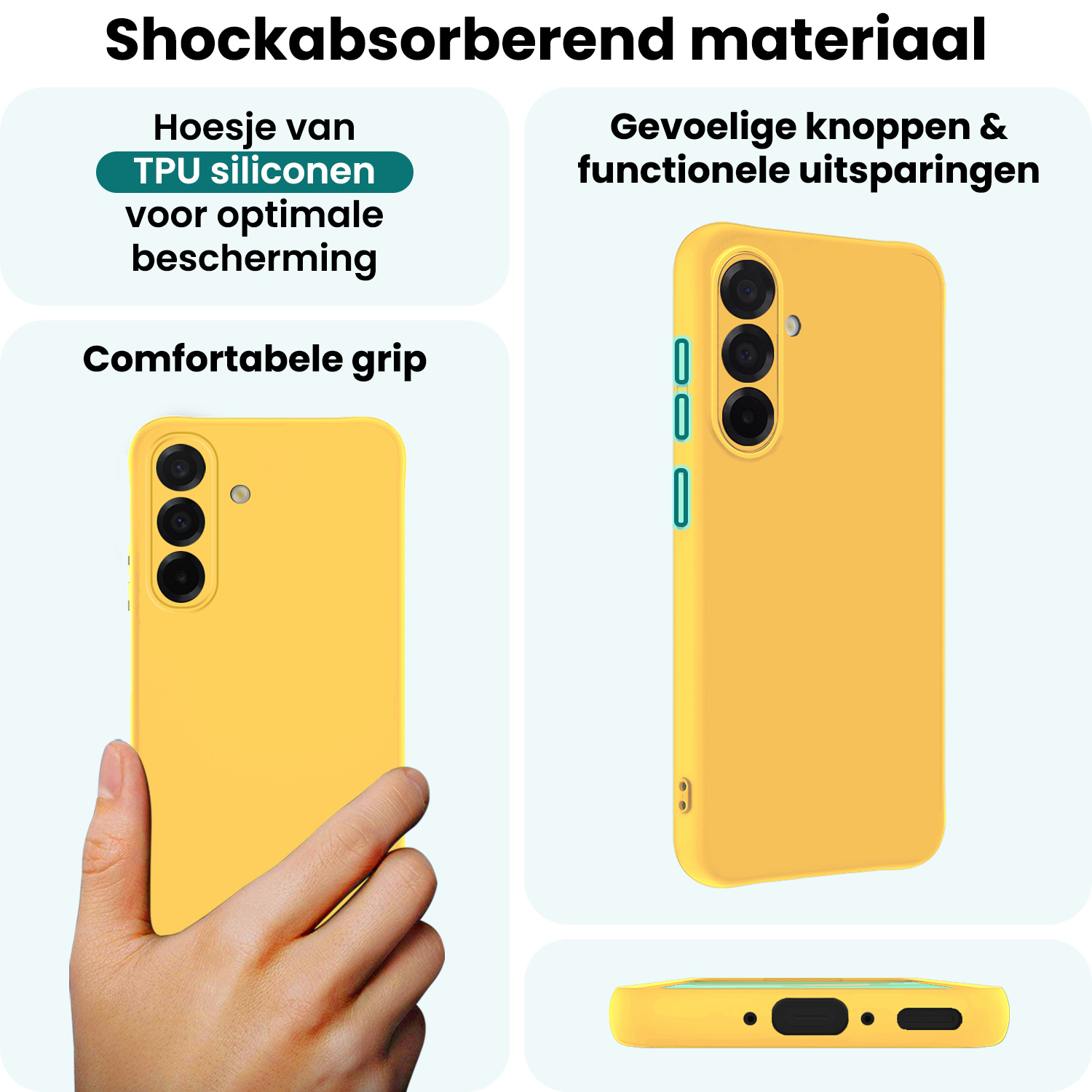 Forterra Forterra Samsung Galaxy A36 Hoesje Siliconen Met 2x Screenprotector - Geel