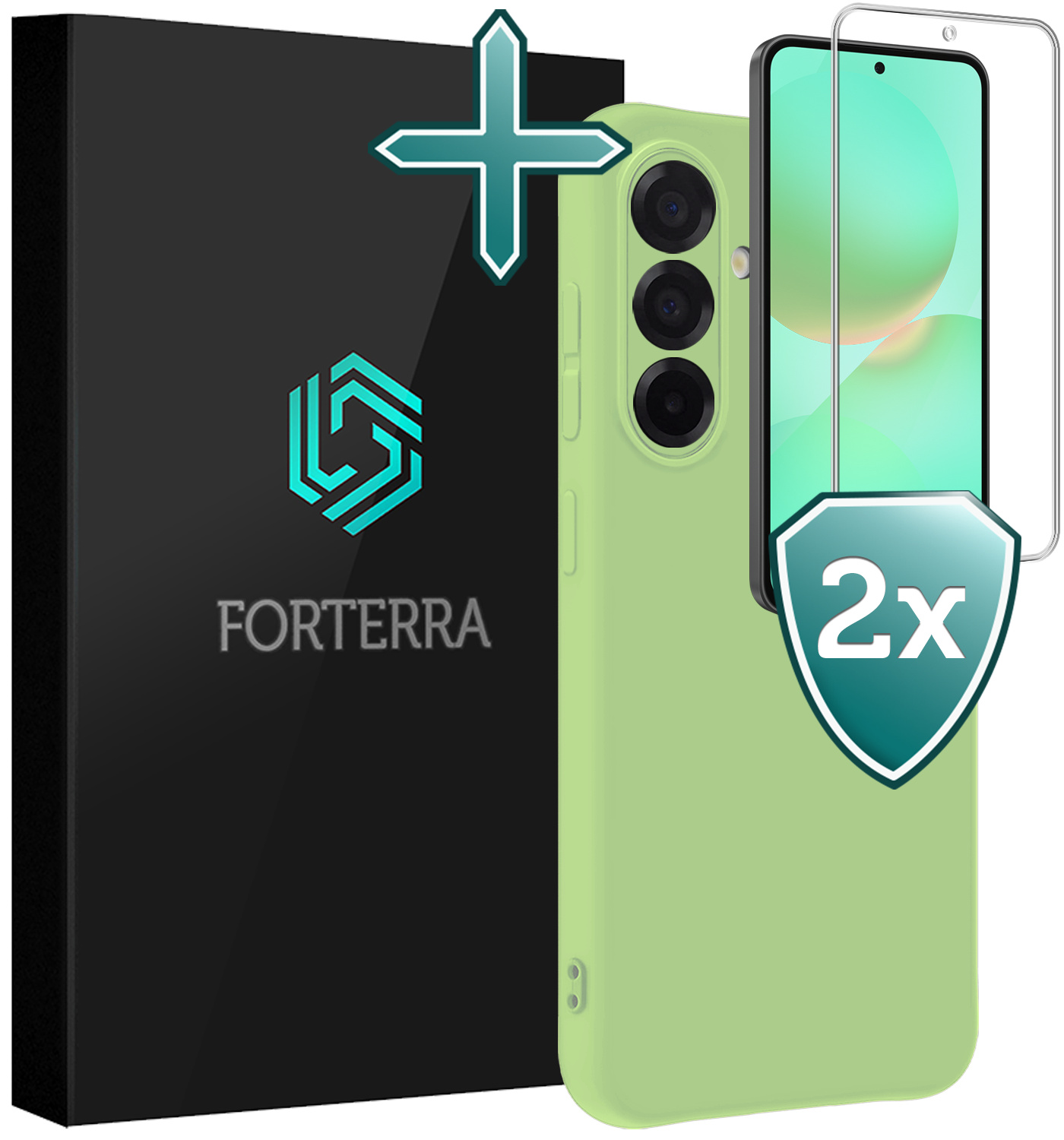 Forterra Forterra Samsung Galaxy A36 Hoesje Siliconen Met 2x Screenprotector - Groen