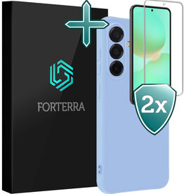 Forterra Forterra Samsung Galaxy A36 Hoesje Siliconen Met 2x Screenprotector - Lichtblauw