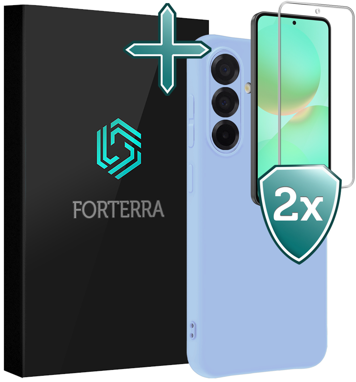 Forterra Forterra Samsung Galaxy A36 Hoesje Siliconen Met 2x Screenprotector - Lichtblauw