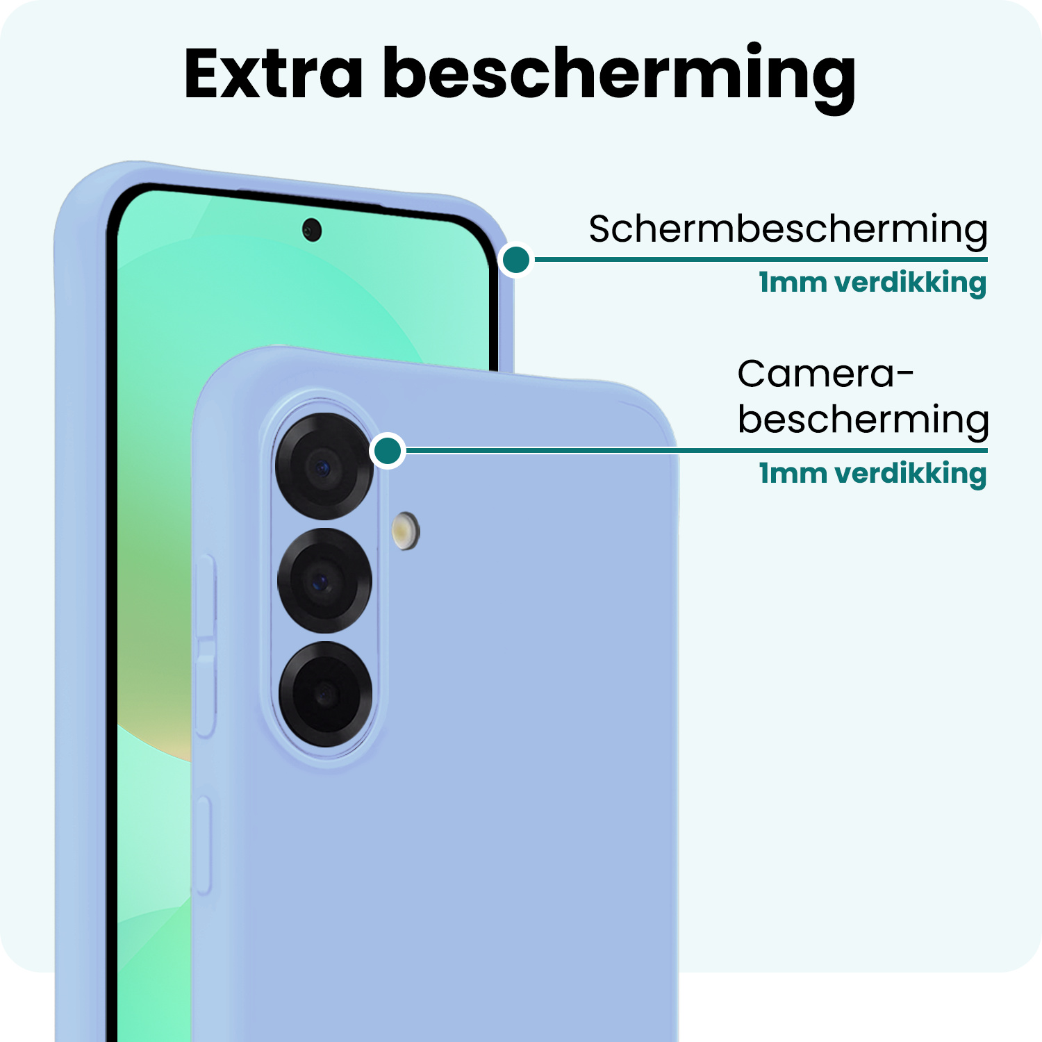 Forterra Forterra Samsung Galaxy A36 Hoesje Siliconen Met 2x Screenprotector - Lichtblauw