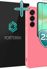 Forterra Forterra Samsung Galaxy A36 Hoesje Siliconen Met 2x Screenprotector - Lichtroze
